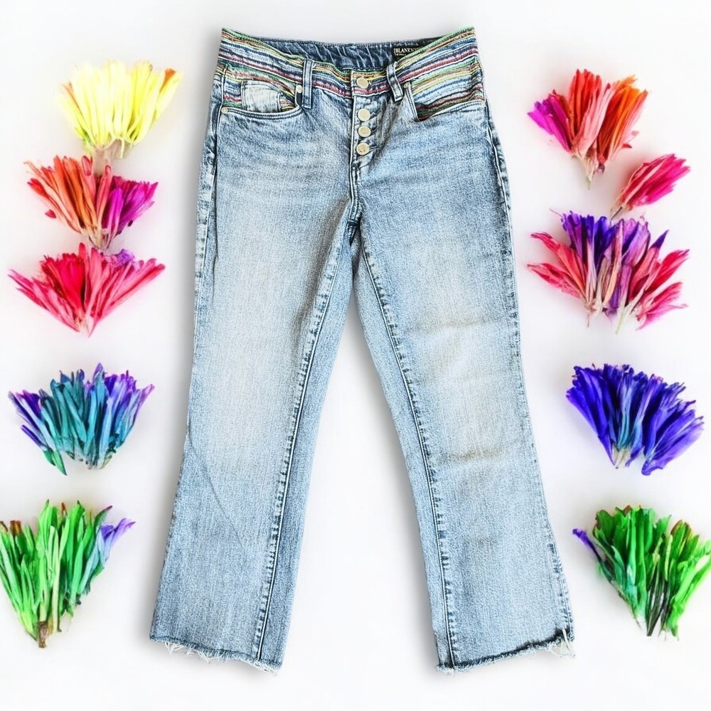 BlankNYC Mid Rise‎ Kick Flare Ankle Jeans Varick Rainbow Pride Button Fly Y2K 26